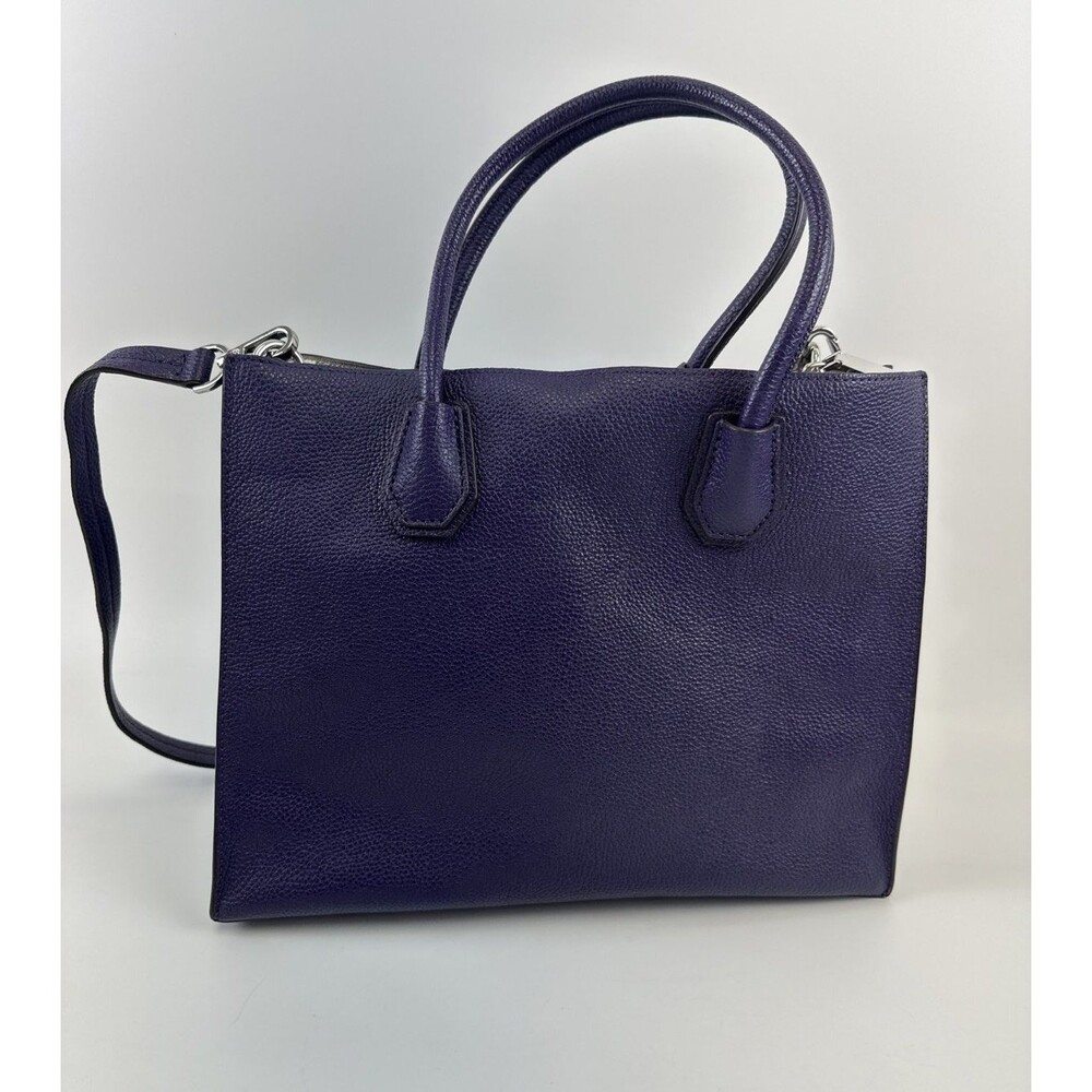 Michael Kors Mercer Stud and Grommet Large Convertible Leather Tote Purple Key - Picture 5 of 15